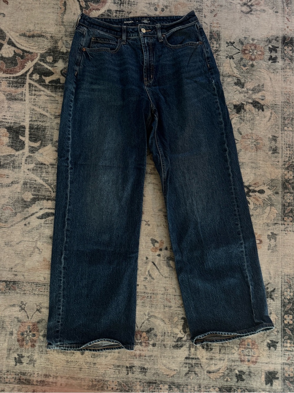 Old Navy Women's High-Rise Straight-Leg Jeans in Dark Blue Wash